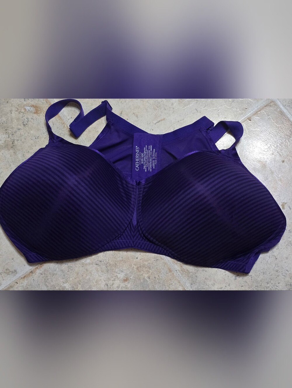 Catherines Intimates Purple Striped Back Smoothing Bra 50C